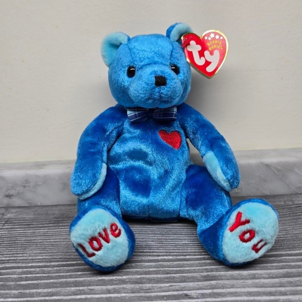 TY Beanie Baby Dad-e Love You Dad Fathers Day Bear Blue New with Tags Adorable